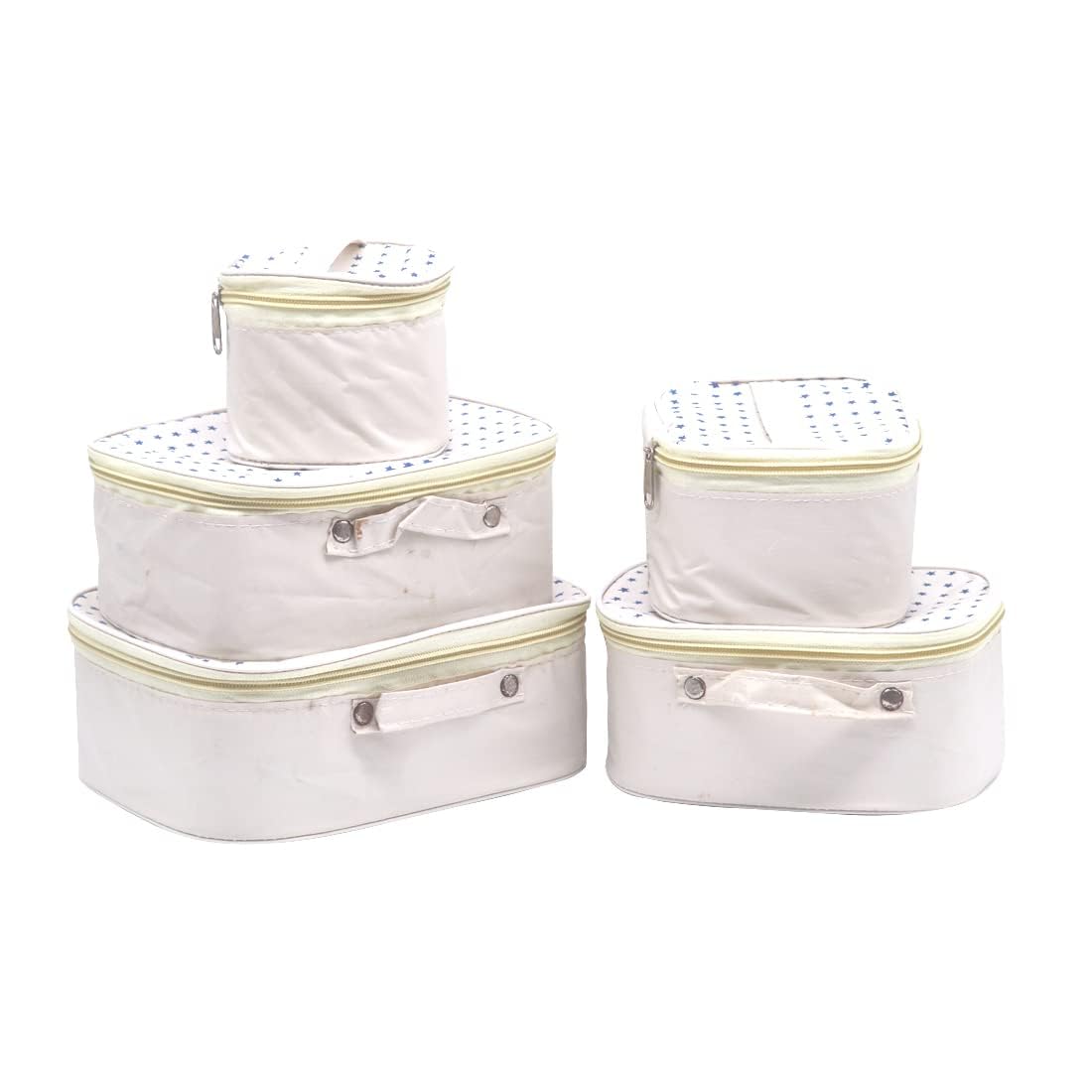 Ayushman Enterprise Women's Set of 5 kit Vanity Box for Makeup, Bindi,Shaving Storage Box | Cream | Cardbord,Raxin-image-14