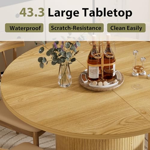 Furnjoylife ROUND DINING TABLE 43.3''-59'' Round Extendable Dining Room Table thumb #5