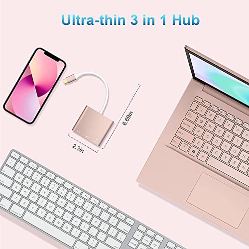 Image of Battony USB C to HDTV Adapter, Rose Gold Type-C Multiport AV Converter | Hub with 4K HDTV Output USD3.0 & USBC 100W Fasting Charging Compatible for MacBook /Mac Pro Air iPad Pro and More USB-C Device