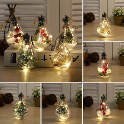 Elegantes adornos para árbol de Navidad con bombilla colgante que mejoran tu decoración navideña (#3)