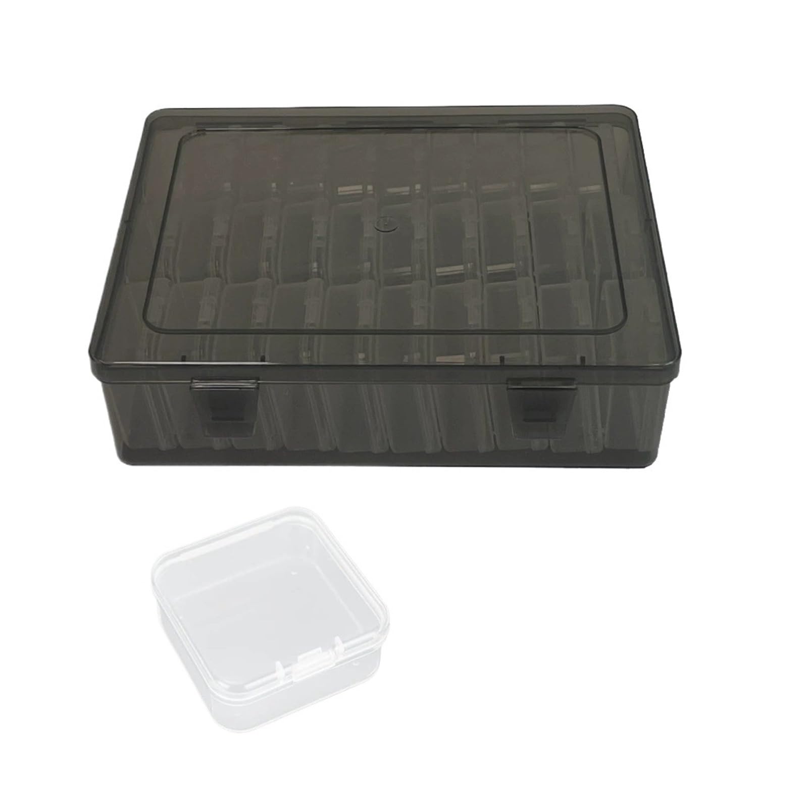 XPJYUA Fuse Beads Organizer 30 Grid Transparent Plastic Storage Box Comes with A Small Container - Perfect for Beads, Jewelry, and Handicrafts(Grey)