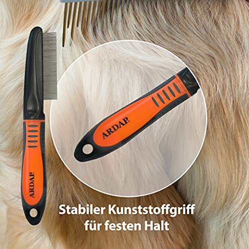 ARDAP Flohkamm und Staubkamm für Hunde und Katzen - Effektiv gegen Flöhe und Läuse - Professionelle und schonenden Fellpflege