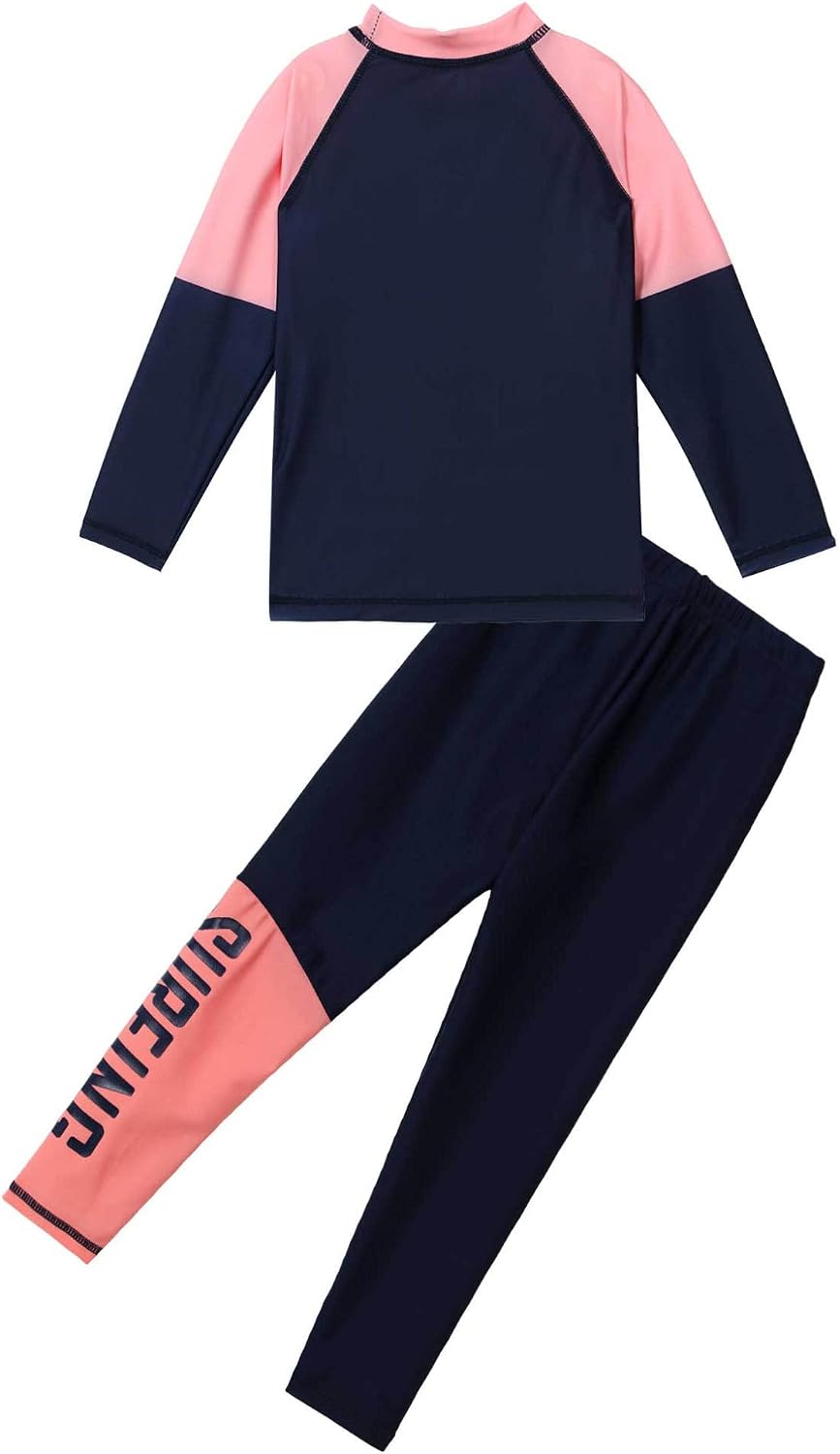 Kids 2 Pieces Long Sleeve Rash Guard Set Swimwear for Boys Girls Bathing Suit Wetsuit