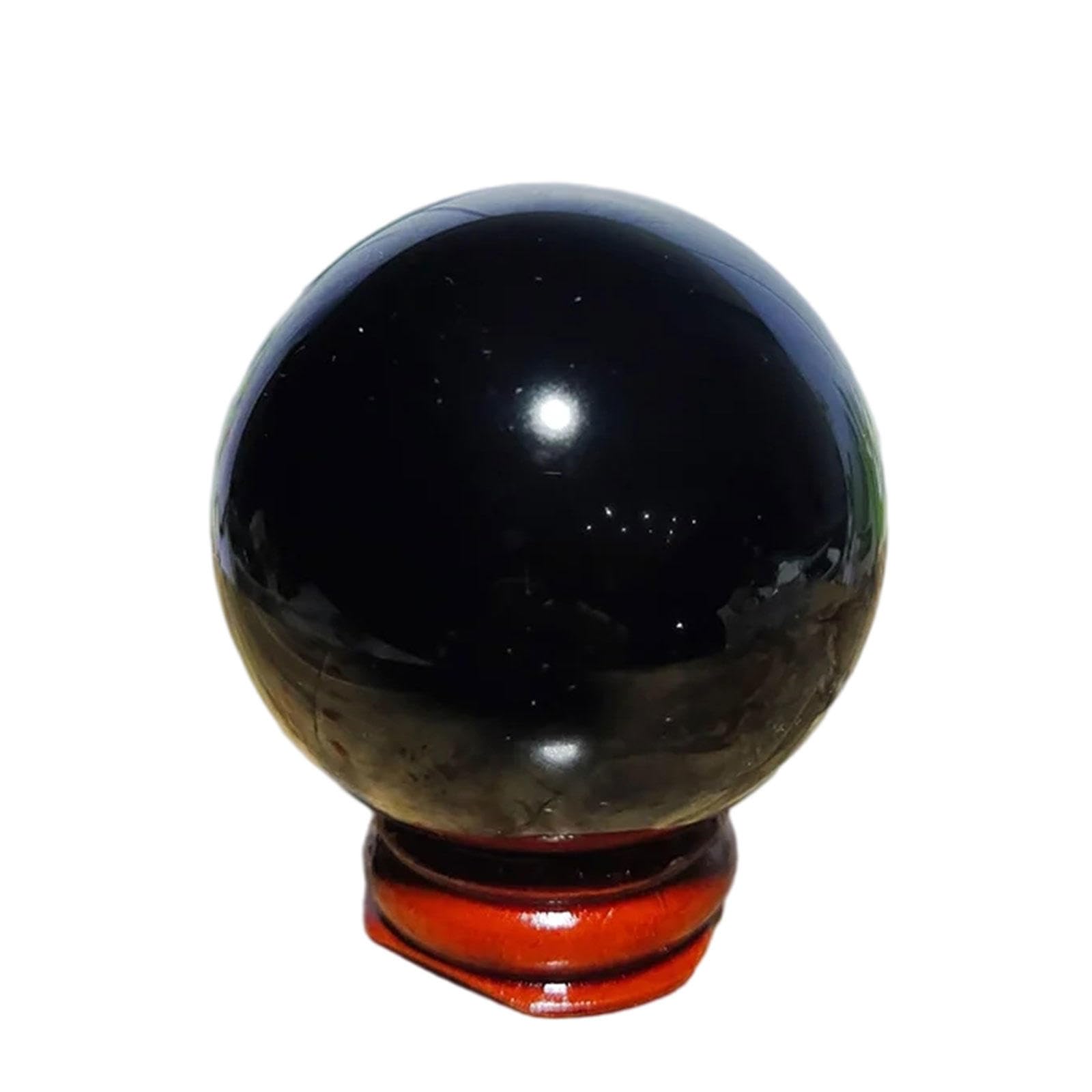 MDBJTCYZN Obsidian Ball raw Stone Hand-Polished Home Office feng Shui Decoration with Base,30mm