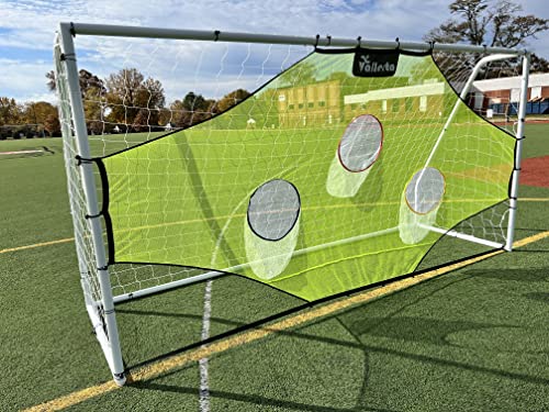 Vallerta® Skill-Shot Professional Soccer Shooting Practice Target Net & Rebounder. 7 Zone, Colored Fluorescent Goal Shot Scoring & Training Aid. Soccer Frame Not Included.(12X6 Ft.) #TOP1
