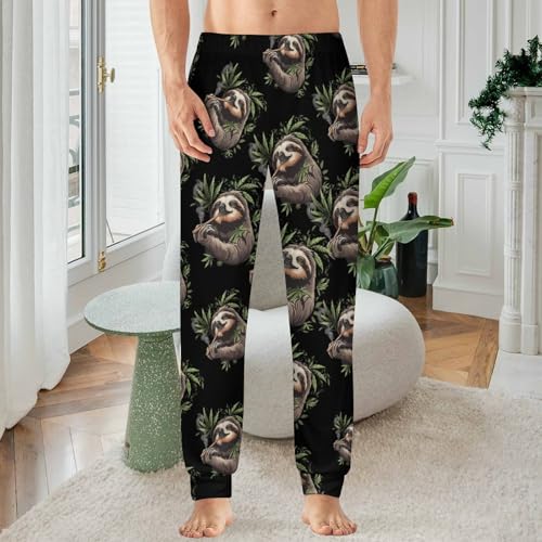 Smoking Sloth Weed Men's Pajama Pants Lightweight Pjs Bottoms Lounge Pants Sleepwear Soft Present2