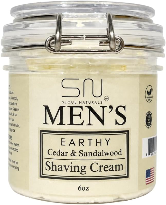 Creme de barbear Seoul Naturals com cedro e sândalo, 170 g