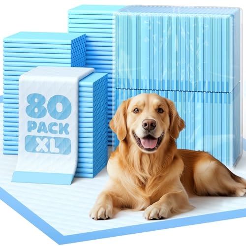 Image of Powools Puppy Pads - 80 Packs, 34 inchx28 inch Ultra-Large Puppy Pads, Tear-ResistantPee Pads for Dogs, 6-Layer Ultra-Absorbent & Quick-Dry Black Training Pads