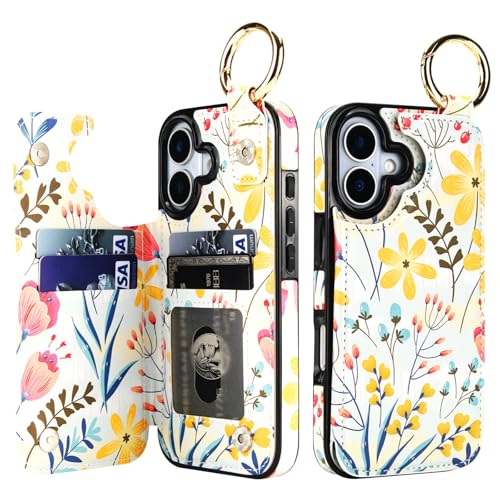 HAOPINSH for iPhone 17 Wallet Case with Card Holder, Floral Flower by HAOPINSH - Used condition - US$17.66
