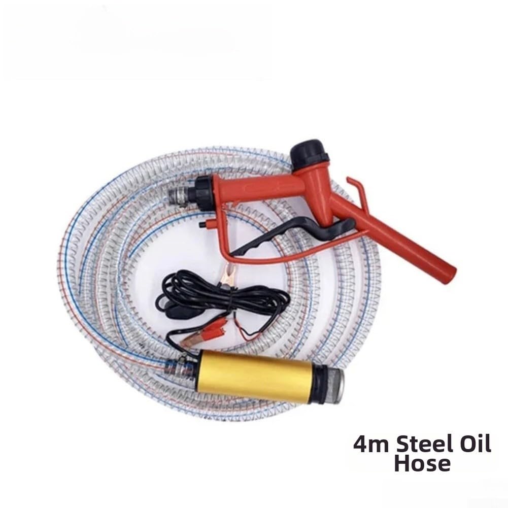 Pompa elettrica sommergibile per olio e acqua, per diesel, multi tensione, 12 V, 24 V, 220 V, pompa in acciaio inox da 51 mm e tubo in acciaio da 4 metri per un trasferimento affidabile del