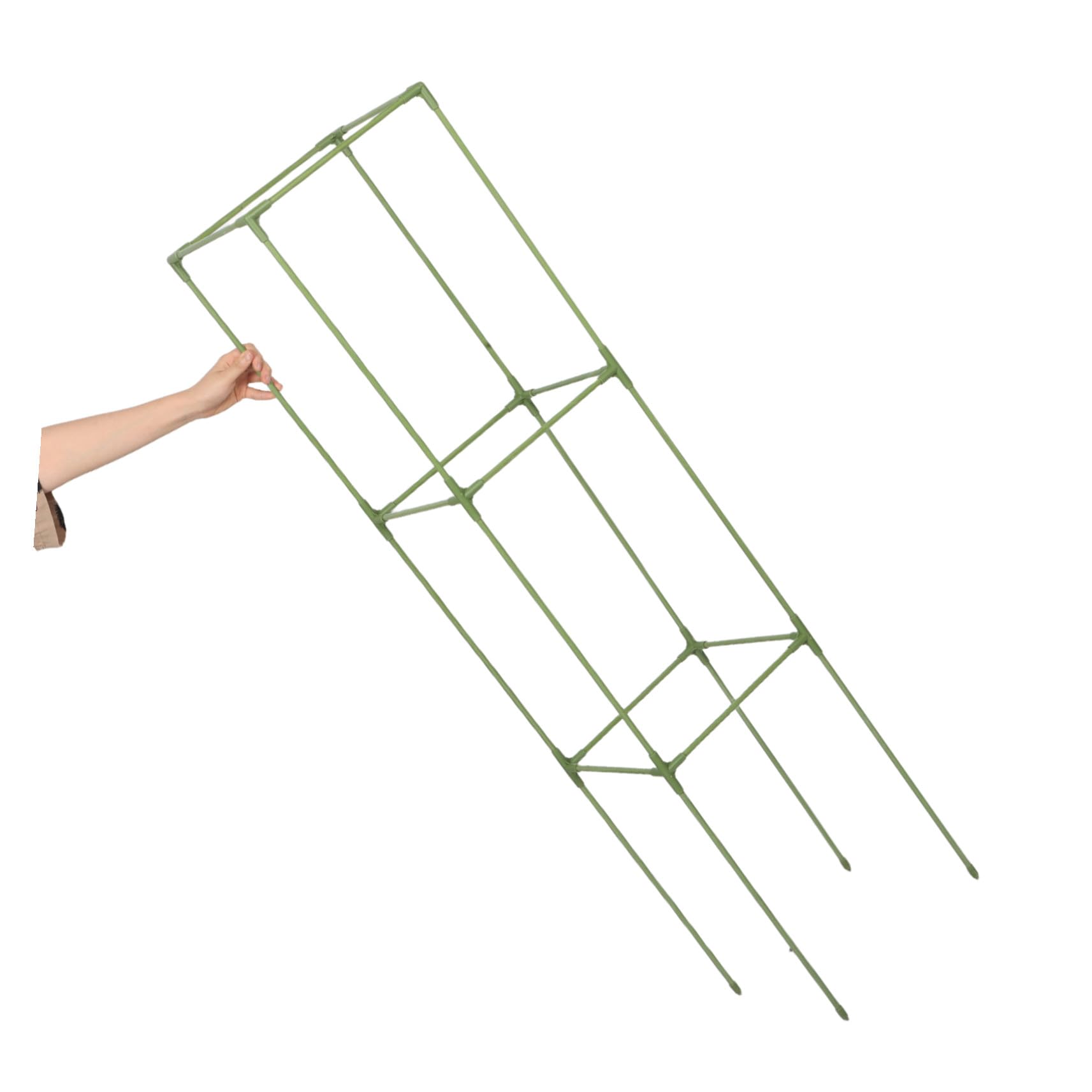 Tuteur de Jardin Carré à 4 Coins en Fibre de Verre Vert, 1 Set