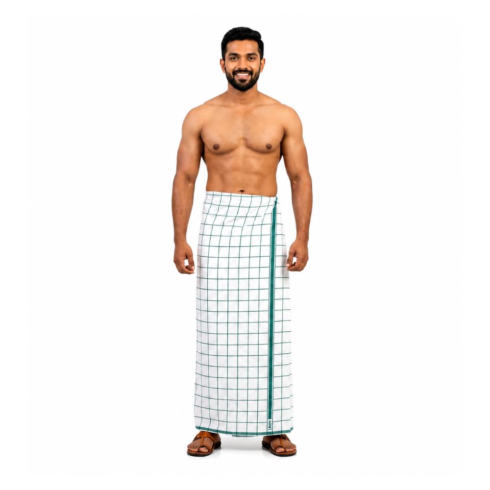 100% Pure Cotton Printed Lungi for Men | 2.10 Meter × 125 cm Open Unstitched Cotton Lungi | Traditional South Indian Cotton Mundu | Soft, Breathable & Lightweight | Multicolour (Assorted Prints)-picture-13