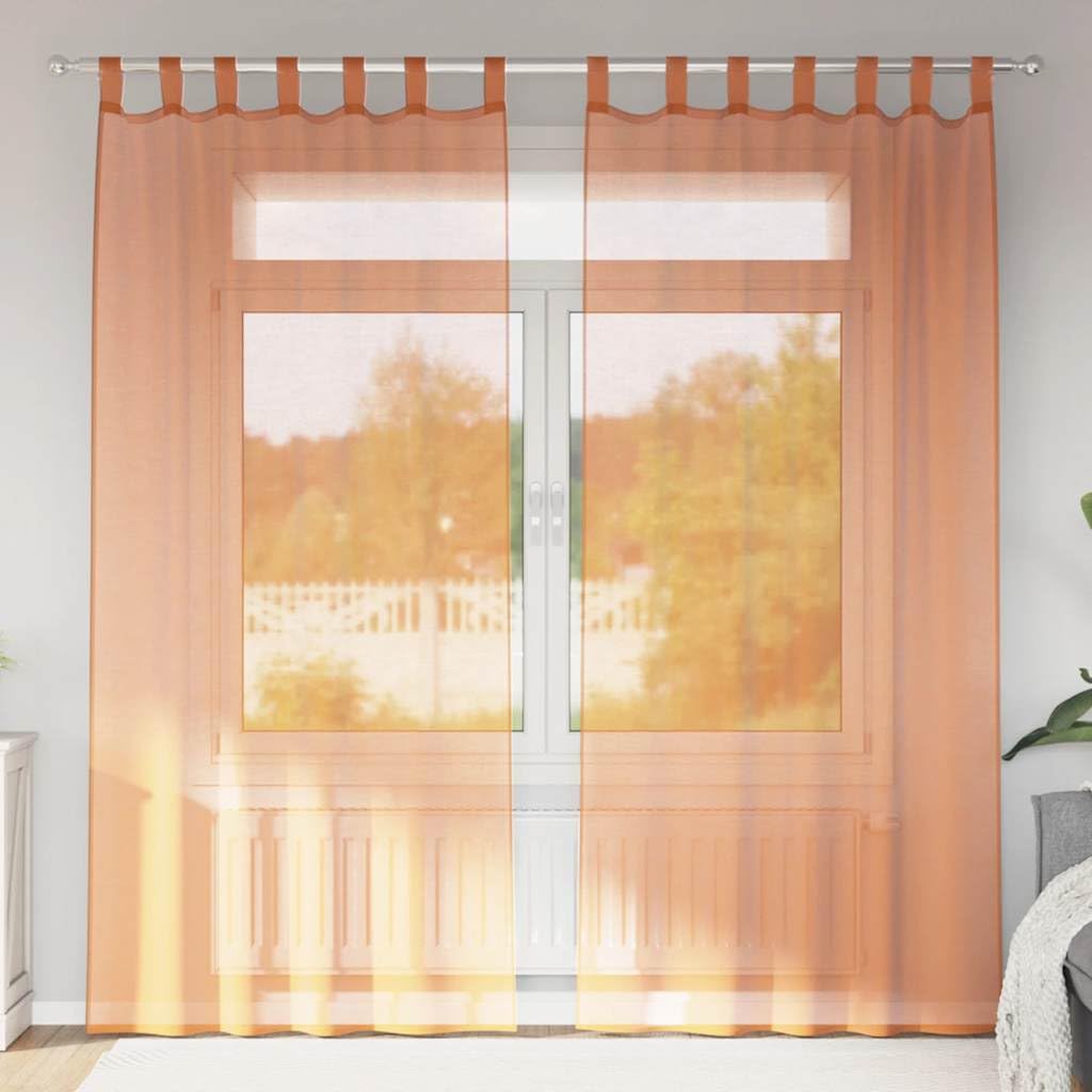 Paire de rideaux voile 140x225 cm rouge terre cuite facile d'entretien