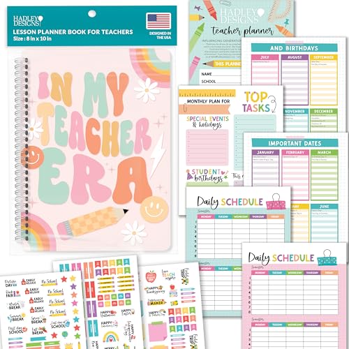 Hadley Designs Teacher Planner 2026-2027 – Undated Teacher Planners, Homeschool Lesson Planner Book For Teachers Must Haves, Lesson Plan Book For Teachers Classroom Supplies & Appreciation Gifts