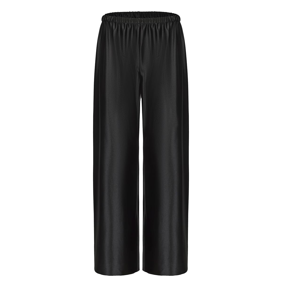 Women Satin Wide Leg Dress Pants Silk Casual Dressy Long Flowy Pants Elastic High Waisted Trousers