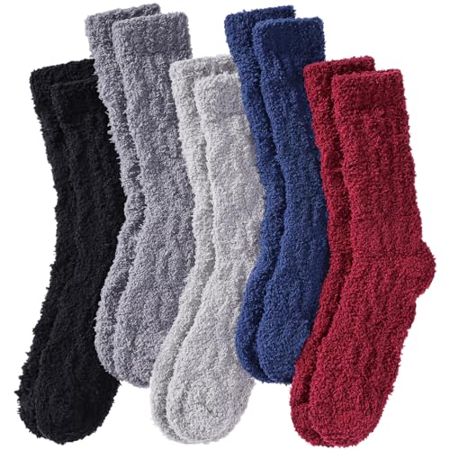 Image of Womens Fuzzy Socks Cozy Fluffy Slipper Soft Winter Warm Home Sleeping Christmas Socks