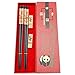 Mainiusi - Set di bacchette in legno con poggiapolsi riutilizzabili in legno naturale giapponese con supporto panda 2 paia di stoviglie tradizionali cinesi per principianti, con confezione regalo