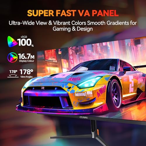Image of CUNPU 24 Inch 240Hz Gaming Monitor, 1080p FHD, Fast VA Panel, 1ms Adaptive Sync, Ultra Slim Frame, 16.7M Colors, sRGB 100%, HDMI 2.1 & DP 1.4, VESA, Eye Care, for PS5, Xbox, Gaming Computer Monitor