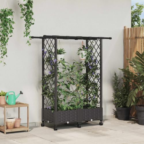 Jardinera elevada con enrejado marron de polipropileno 122cm para balcon 2