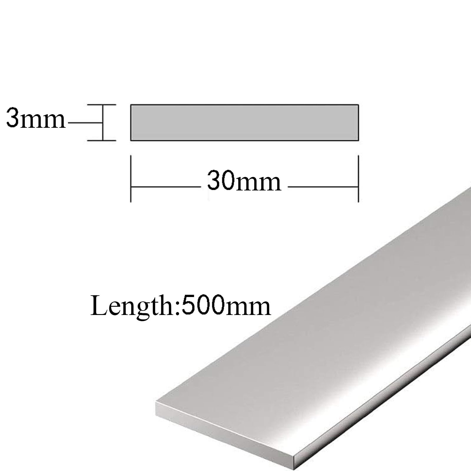 Barra piatta 304 da 3 mm di spessore - Diverse dimensioni (3x10/15/20/25/30/40/50x500 mm) for macchinari industriali e progetti fai da te(3x30x500mm)
