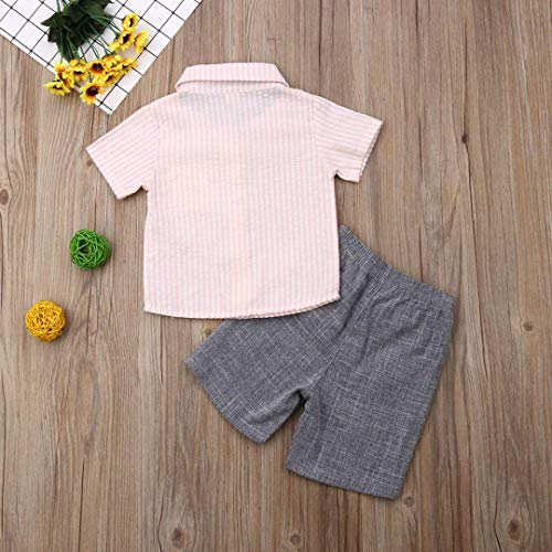 image for VISGOGO Toddler Baby Boy Flamingo Short Sleeve Button Down Shirt & Cas