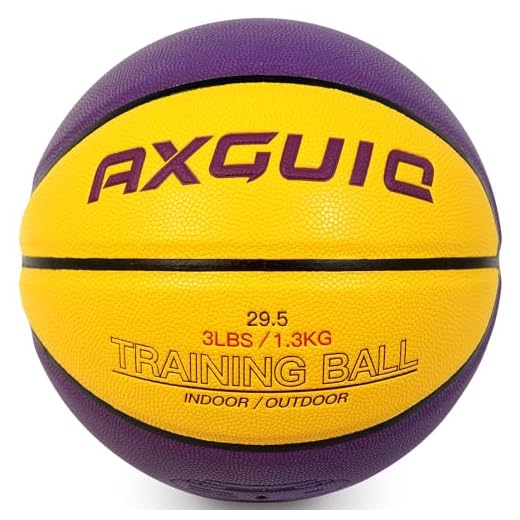 AXGUIQ 3LBS Weighted Heavy Training Basketball 29.5" - Size 7 Composite Leather Weighted Basketball - Enhances Ball Handling, Dribbling, Passing Skills - Ideal for in & Outdoor Practice (Deflated)