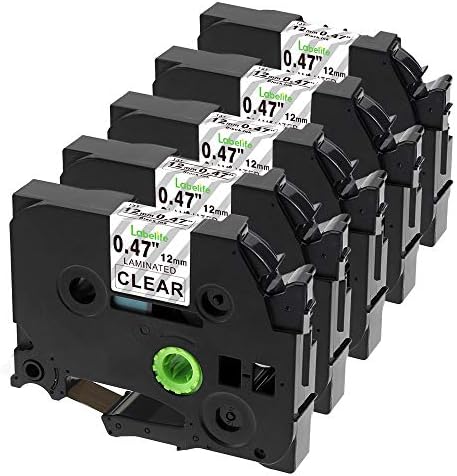 Labelife 5-Pack Compatible Brother TZe TZ Tape 12mm 0.47 Laminated Clear Label Tape TZe-131 Replacement for Brother Label Maker Tape Clear TZe131 TZ-131 for Brother Ptouch PT-D210 PTH110 PTD220 PTD400