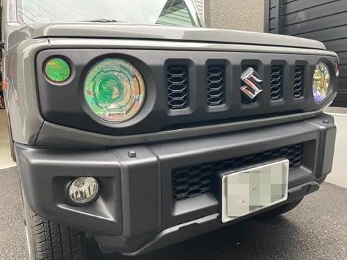 ジムニー/ジムニーシエラ専用 ヘッドライト+ウインカー カット済みシール jimny JB64 JimnySIERRA JB74 選べるスモーク等 外装 アクセサリーパーツ (ダークブラック)