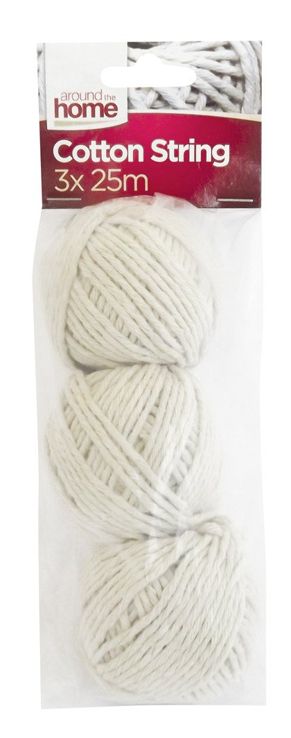 Heavy Duty Home Garden 3pk Cotton String - 25mtr per ball = 75mtr total, White