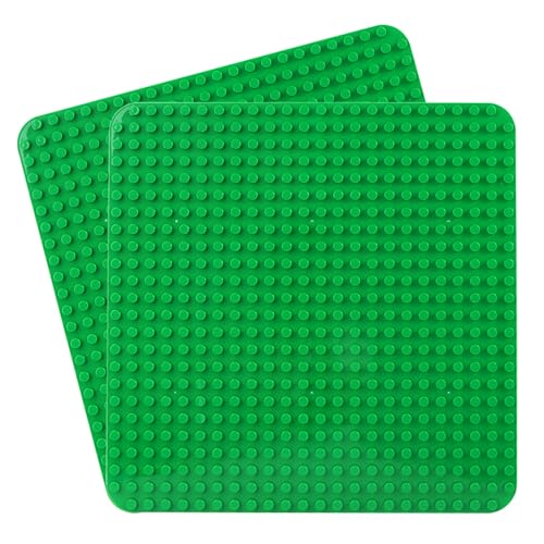 große Platte Kompatibel mit Lego Duplo, 38 x 38cm grundplatte, Konstruktionsspielzeug für Mädchen und Jungen (2PCS, Grün,Grün)