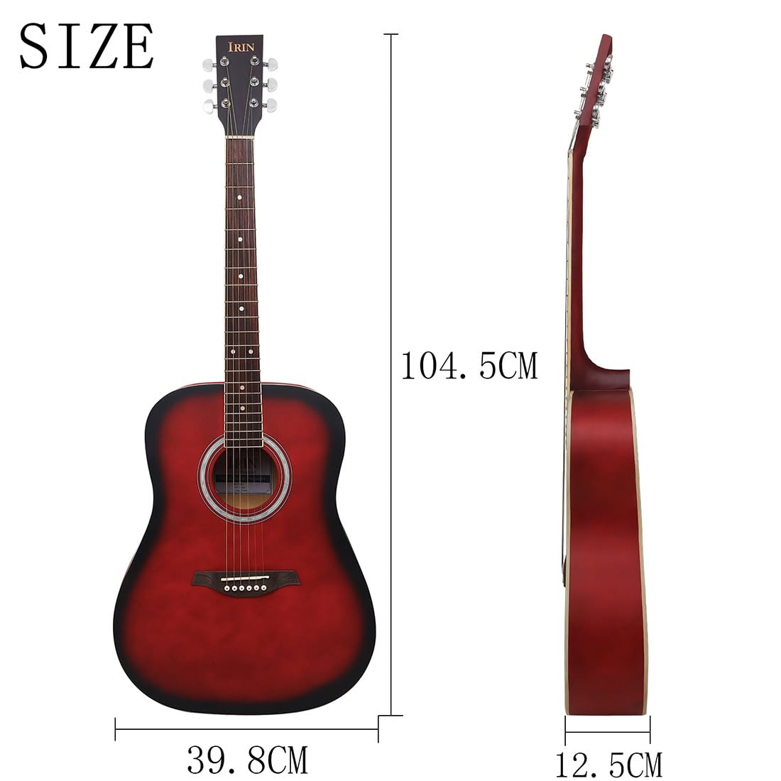 Gitara akustyczna, gitara 104 cm, gitara ludowa, gitara dla dorosłych, dla początkujących, zaokrąglona, ludowa gitara akustyczna, instrument oskubany, instrument gitarowy, gitara akustyczna, gitara