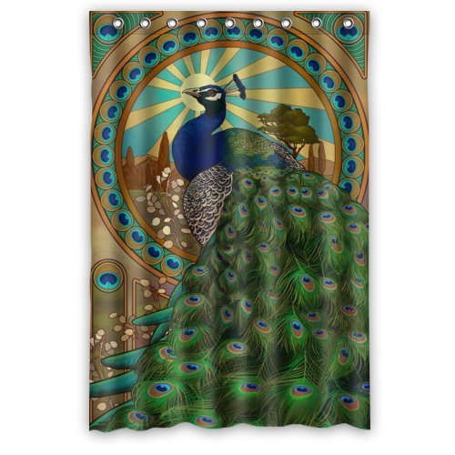 48(W)x72(H)-Inch Waterproof Bathroom Vintage Oil painting peacock Shower Curtain