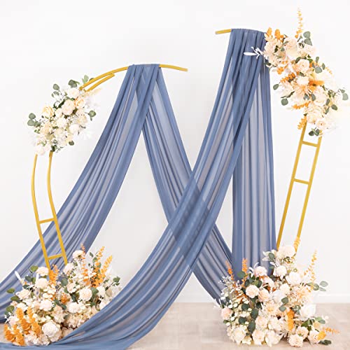 Image of Socomi Wedding Arch Draping Fabric 3 Panels 29 inch x 19Ft Dusty Blue Sheer Chiffon Curtain Drapes 6 Yards for Wedding Ceremony Birthday Party Decoration