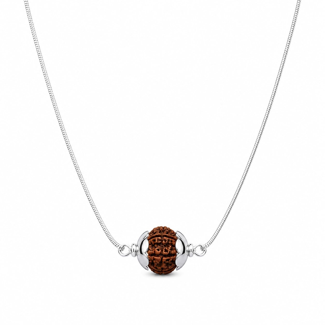 Original Rudraksha Pendant with Snake Chain in Pure 92.5 Sterling Silver Men and Women | Lap Certified Natural Spiritual Necklace for Daily Wear, Meditation, Pooja & Gifting(8mm)-image-10