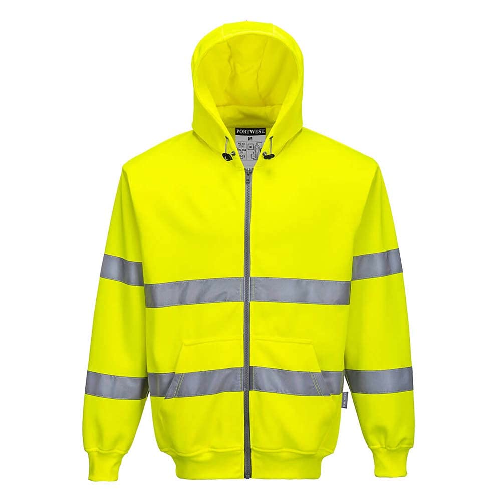 Portwest Yellow Hi Vis Zipped Hoodie L