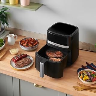 Russell Hobbs Heißluftfritteuse XL 5,5 l Rapid AirFryer (kompaktes Gehäuse, sehr leise) SatisFry (9 Programme, spülmaschinenfest, Fritteuse ohne Öl, TouchScreen, Grillen, Backen) 27621-56