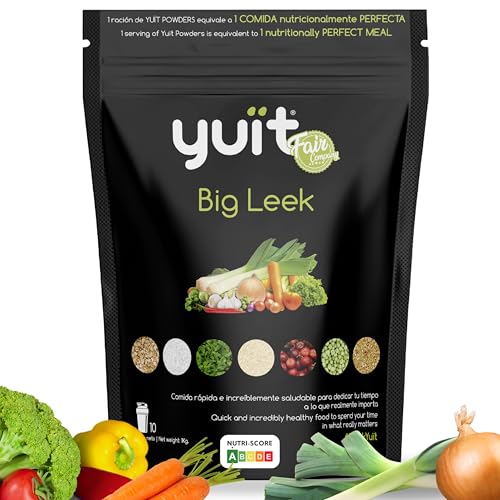 YUIT - Batidos Sustitutivos de Comida con 31 vitaminas y Minerales + Probióticos - Batido Proteico con 35gr de proteínas - Comida Real y Natural - Batido dietético saciante (POWDER,Verduras(Big Leek))