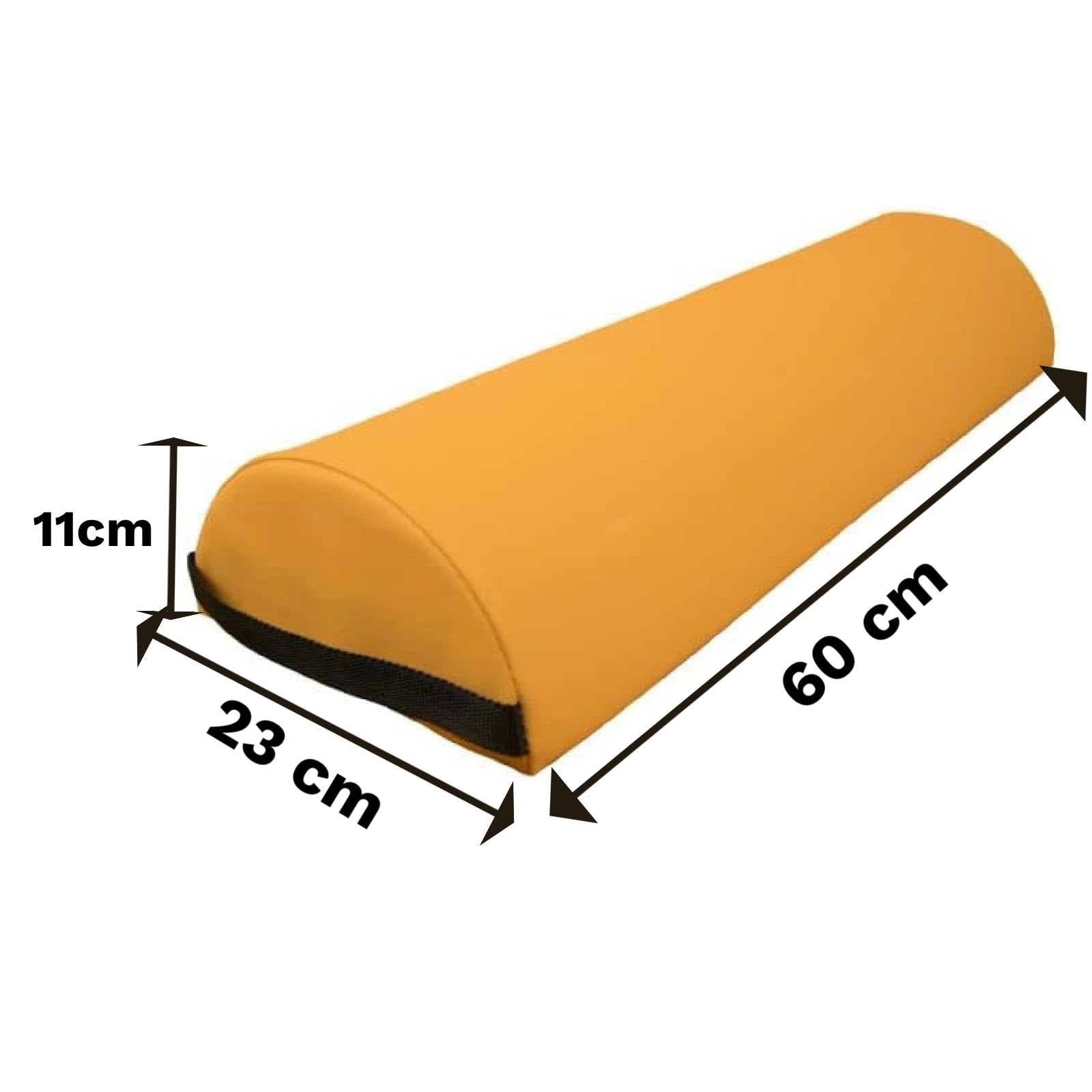 Zen Grand Demi-Rouleau - Accessoires pour Table de Massage - 60 cm x 23 cm x 11 cm - pour Le Stockage dans Le Dos et sur Le côté - Support pour articulations des Pieds et des Genoux (Jaune Safran)