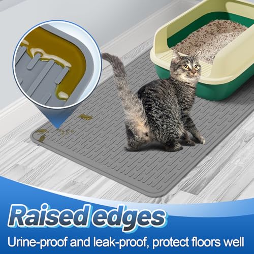 MEWTOGO Tapete De Areia Para Gatos Easy Clean - Tapete De Silicone Antiderrapante À Prova D'Água Pa