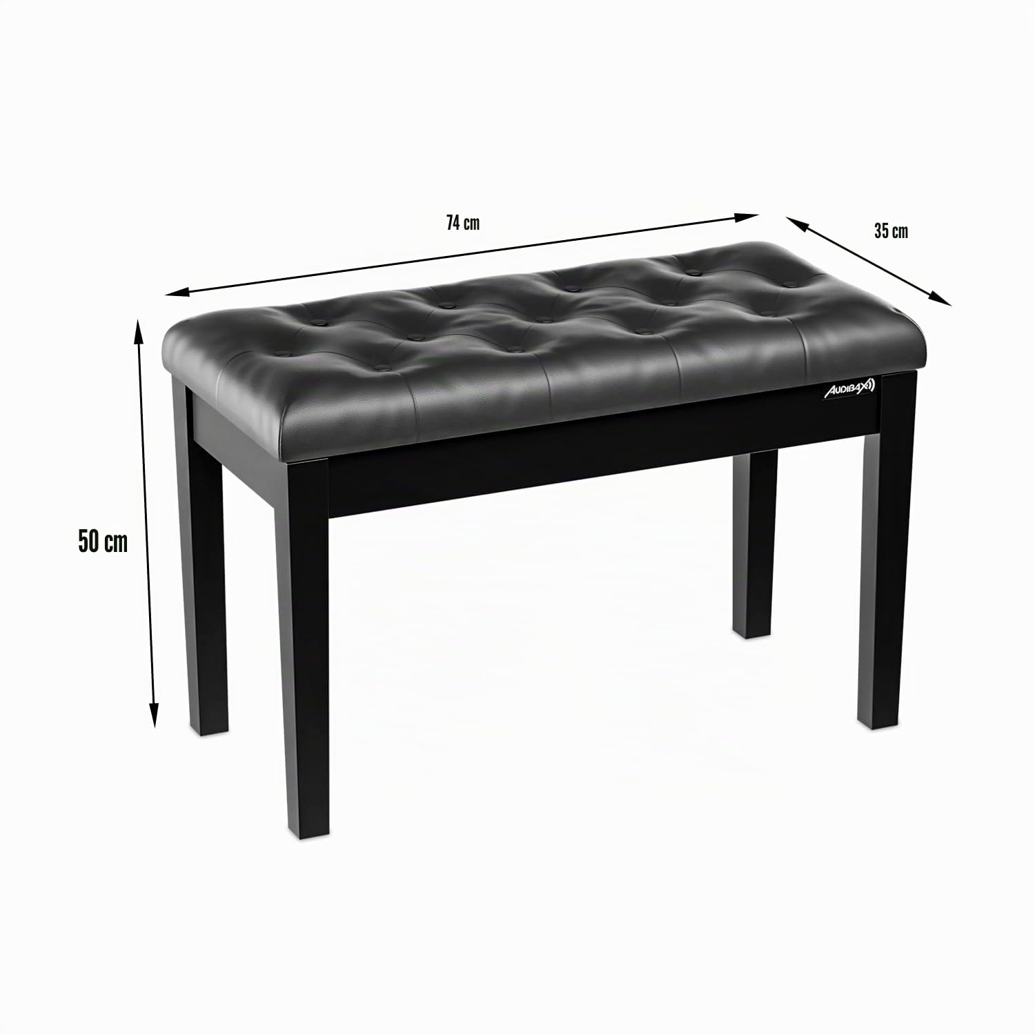 Audibax KB502 Banqueta Doble Piano/Teclado con Compartimento Negro