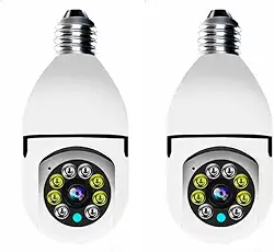 Kit 2 Câmeras Espiã Visão Noturna Panorâmica Rotativa 360 Wifi 1080p Full HD 2MP com Aplicativo para Android e iOS e Microfone e Auto-falante para ouvir e falar LCS ELETRÔNICOS