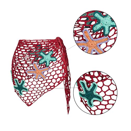 Degpum Women Girls Starfish Sheer Crochet Hollow Out Skirt Beach Cover Up Fishnet Sheer Skirt2