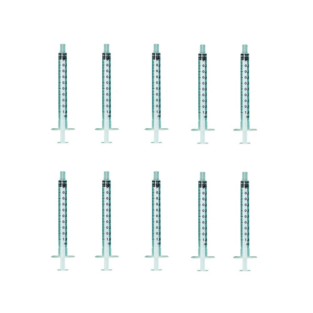 Strzykawki jednorazowe, 10 x 1 ml, różne ilości – 10, 20, 50 sztuk strzykawek dozujących i 50 sztuk, pojedynczo zapakowane sterylnie