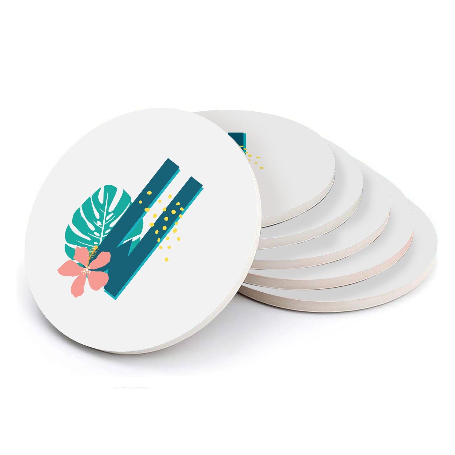 Sous-verre ronds en céramique lot de 6 dessous de verre motif exotique 108mm