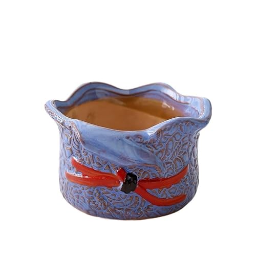 HUFFA Breathable Ceramic Succulent Flowerpot - Small Old Pile Basin for Desktop Decoration(Purple)