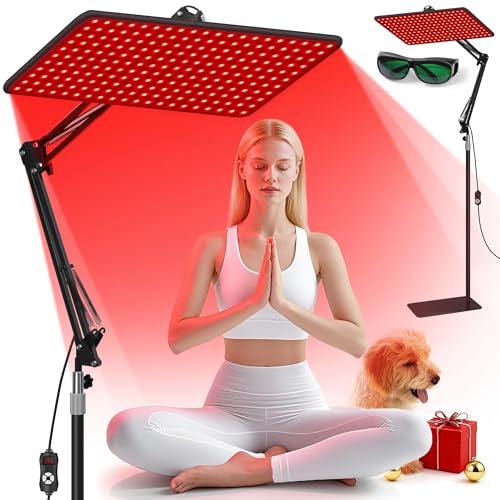 Morfone Red Light Therapy for Body Face - Tri-Wavelength (660nm, 850nm, 940nm) LED Infrared Light Therapy Lamp Panel with Adjustable Stand, Protective Glasses for Home Use, Gift for Women Girl, Large