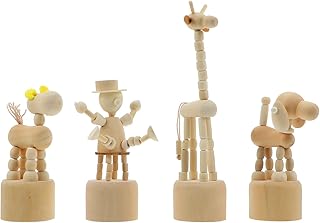 4Pcs Dancing Rocking Giraffe Finger Puppets, Giraffe Thumb Push Puppets, Finger Puppets, Wooden Giraffe Figurine Toys, Wooden Push Up Toys (Mixed Style)