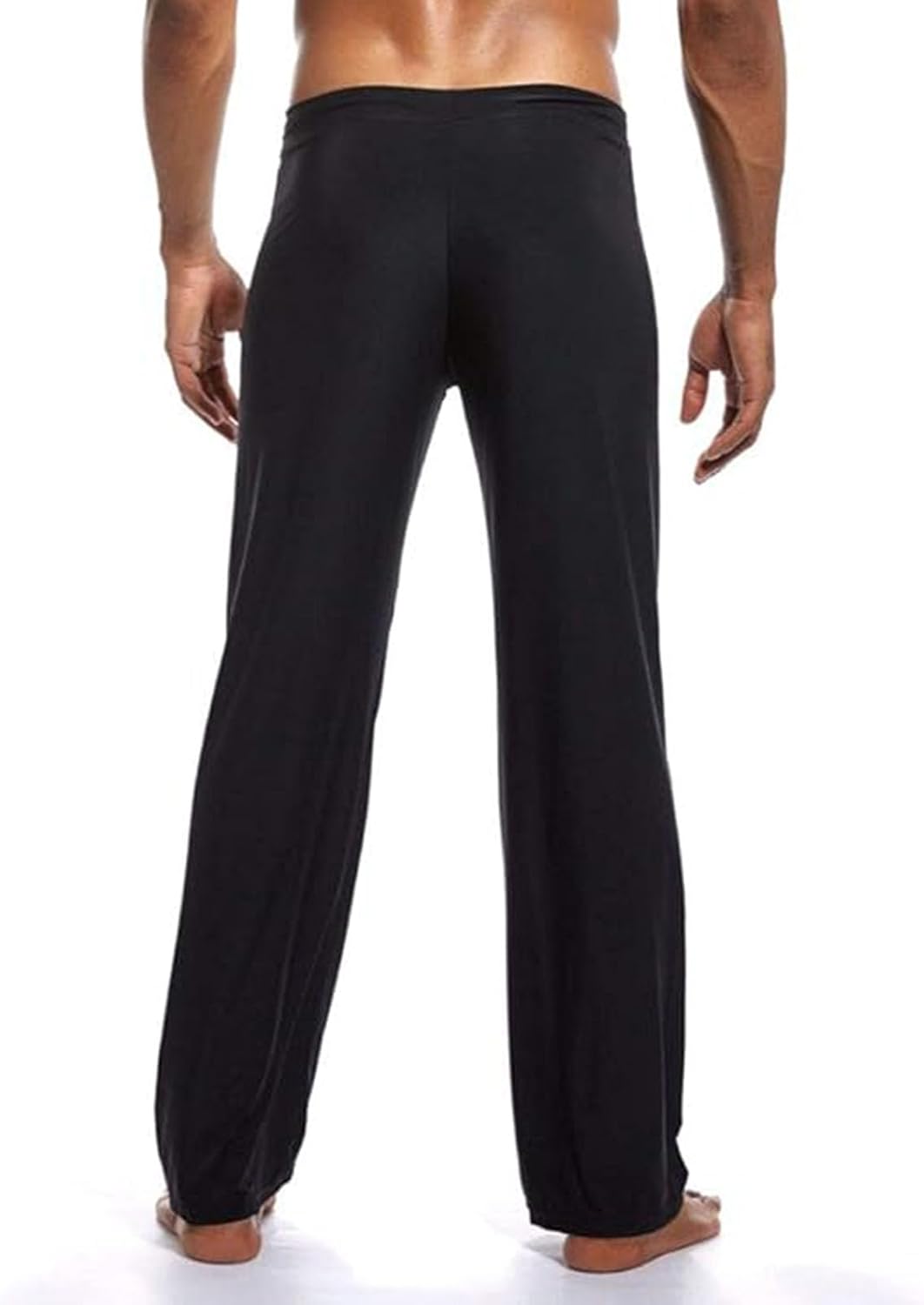 Men's Cool Ice Silk Yoga Pants Lounge Sleepwear Elastic Drawstring Sleep Bottom - Image 2