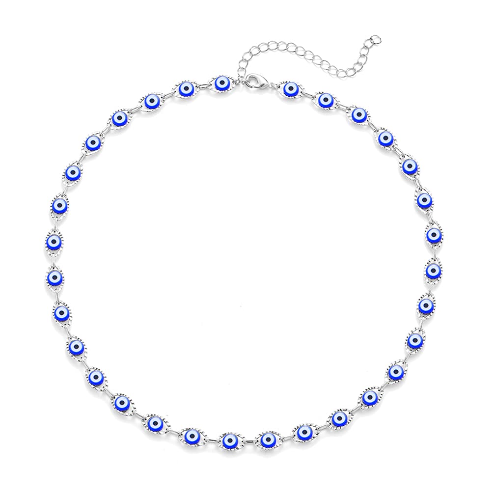 Evil Eye Necklace Turkish Evil Eye Pendant Necklace for Women Men Ojo Turco Lucky Protection Jewelry Gift for Women Men