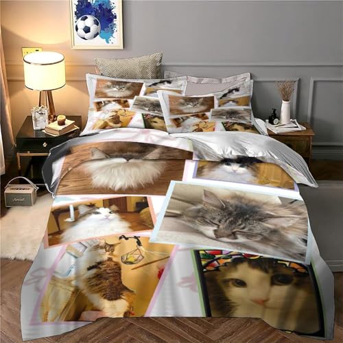 Parure de lit chat mignon housse de couette microfibre - 6